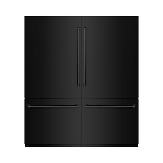 ZLINE 72 in. 39.6 cu. ft. French Door Built-In Bottom Freezer Refrigerator with Water Dispensers and Ice Makers in Black Stainless Steel (RBIT-BS-72)