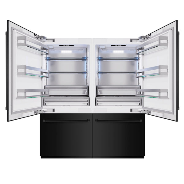 ZLINE 72 in. 39.6 cu. ft. French Door Built-In Bottom Freezer Refrigerator with Water Dispensers and Ice Makers in Black Stainless Steel (RBIT-BS-72)
