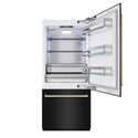ZLINE Autograph Edition 36 in. 19.8 cu. ft. Built-In Bottom Freezer Refrigerator with Water Dispenser and Ice Maker in Black Stainless Steel and Polished Gold Accents (RBITZ-BS-36-G)