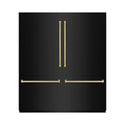 ZLINE Autograph Edition 72 in. 39.6 cu. ft. French Door Built-In Bottom Freezer Refrigerator with Water Dispensers and Ice Makers in Black Stainless Steel and Champagne Bronze Accents (RBITZ-BS-72-CB)