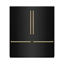 ZLINE Autograph Edition 72 in. 39.6 cu. ft. French Door Built-In Bottom Freezer Refrigerator with Water Dispensers and Ice Makers in Black Stainless Steel and Polished Gold Accents (RBITZ-BS-72-G)