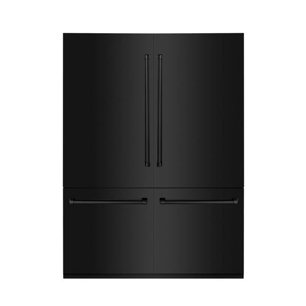 ZLINE 60 in. 32.2 cu. ft. French Door Built-In Bottom Freezer Refrigerator with Water Dispensers and Ice Makers in Black Stainless Steel (RBIV-BS-60)