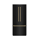 ZLINE Autograph Edition 36 in. 19.6 cu. ft. French Door Built-In Bottom Freezer Refrigerator with Water Dispenser and Ice Maker in Black Stainless Steel with Stainless Steel Interior and Champagne Bronze Accents (SRBIVZ-BS-36-CB)
