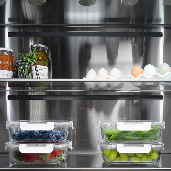 ZLINE Autograph Edition 36 in. 19.6 cu. ft. French Door Built-In Bottom Freezer Refrigerator with Water Dispenser and Ice Maker in Black Stainless Steel with Stainless Steel Interior and Champagne Bronze Helix Handles (SRBIVZ-BS36KCB)