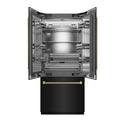 ZLINE Autograph Edition 36 in. 19.6 cu. ft. French Door Built-In Bottom Freezer Refrigerator with Water Dispenser and Ice Maker in Black Stainless Steel with Stainless Steel Interior and Champagne Bronze Helix Handles (SRBIVZ-BS36KCB)