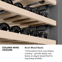 ZLINE Autograph Edition 18 in. 9.0 cu. ft. Triple Zone 68 Bottle Right Hinge Column Wine Cooler in Satin Stainless Steel with Champagne Bronze Accents (RCWVRZ-SN-18-CB)
