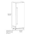 ZLINE Autograph Edition 30 in. 16.7 cu. ft. Column Refrigerator in Satin Stainless Steel with Graphite Gray Interior and Champagne Bronze Accents (RCRVZ-SN-30-CB) dimensional diagram.