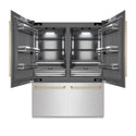 ZLINE Autograph Edition 60 in. 32.2 cu. ft. French Door Built-In Bottom Freezer Refrigerator with Water Dispenser and Ice Maker in DuraSnow® Stainless Steel with Graphite Gray Interior and Champagne Bronze Accents (GRBIVZ-SN-60-CB)