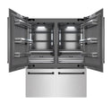 ZLINE Autograph Edition 60 in. 32.2 cu. ft. French Door Built-In Bottom Freezer Refrigerator with Water Dispenser and Ice Maker in DuraSnow® Stainless Steel with Graphite Gray Interior and Matte Black Accents (GRBIVZ-SN-60-MB)