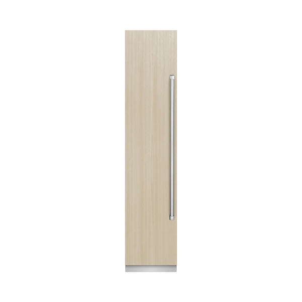 ZLINE 18 in. 8.6 cu. ft. Panel Ready Left Hinge Column Freezer with Graphite Gray Interior (RBCFVL-18) front, closed, with custom panel.