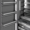 ZLINE 18 in. 8.6 cu. ft. Panel Ready Right Hinge Column Freezer with Graphite Gray Interior (RBCFVR-18) close-up detail, interior with door open.