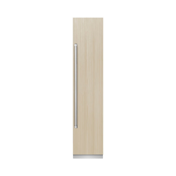 ZLINE 18 in. 8.6 cu. ft. Panel Ready Right Hinge Column Freezer with Graphite Gray Interior (RBCFVR-18) front, closed, with custom panel.