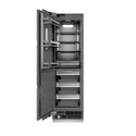ZLINE Autograph Edition 24 in. 12.4 cu. ft. Panel Ready Column Freezer with Graphite Gray Interior and Matte Black Accents (RBCFVZ-24-MB) front, open.