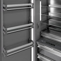 ZLINE 30 in. 16.7 cu. ft. Panel Ready Column Refrigerator with Graphite Gray Interior (RBCRV-30) close-up detail, door open.