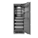 ZLINE 30 in. 16.7 cu. ft. Panel Ready Column Refrigerator with Graphite Gray Interior (RBCRV-30) front, open.