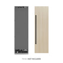ZLINE Autograph Edition 24 in. 12.5 cu. ft. Panel Ready Column Refrigerator with Graphite Gray Interior and Matte Black Accents (RBCRVZ-24-MB) front, closed, next to custom panel. Text: Panel not included.