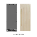 ZLINE Autograph Edition 30 in. 16.7 cu. ft. Panel Ready Column Refrigerator with Graphite Gray Interior and Champagne Bronze Accents (RBCRVZ-30-CB) front, closed, next to custom panel. Text: Panel not included.