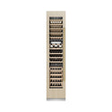 ZLINE Autograph Edition 18 in. 9.0 cu. ft. Triple Zone 68 Bottle Panel Ready Left Hinge Column Wine Cooler with Champagne Bronze Accents (RBCWVLZ-18-CB) front, closed, with custom panel.
