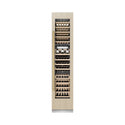 ZLINE Autograph Edition 18 in. 9.0 cu. ft. Triple Zone 68 Bottle Panel Ready Right Hinge Column Wine Cooler with Polished Gold Accents (RBCWVRZ-18-G) front, closed, with custom panel.