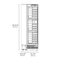 ZLINE Autograph Edition 24 in. 12.4 cu. ft. Triple Zone 100 Bottle Panel Ready Column Wine Cooler with Matte Black Accents (RBCWVZ-24-MB) dimensional diagram.