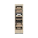 ZLINE Autograph Edition 24 in. 12.4 cu. ft. Triple Zone 100 Bottle Panel Ready Column Wine Cooler with Matte Black Accents (RBCWVZ-24-MB) front, closed, with custom panel.