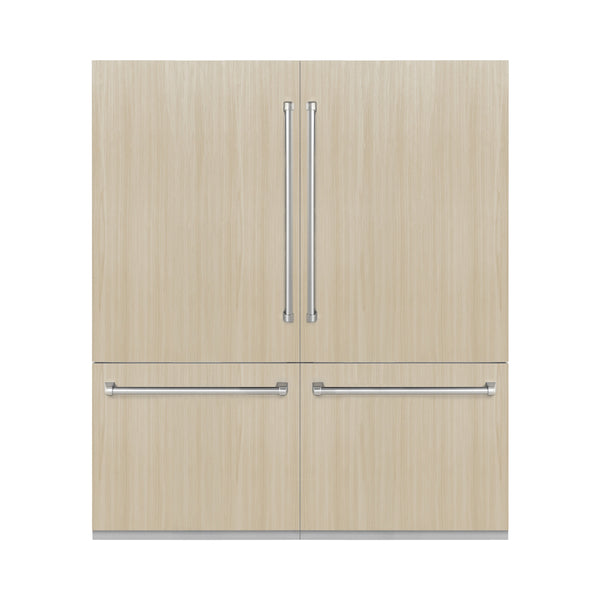 ZLINE 72 in. 39.6 cu. ft. Panel Ready French Door Built-In Bottom Freezer Refrigerator with Water Dispensers and Ice Makers with Graphite Gray Interior (GRBIT-72)