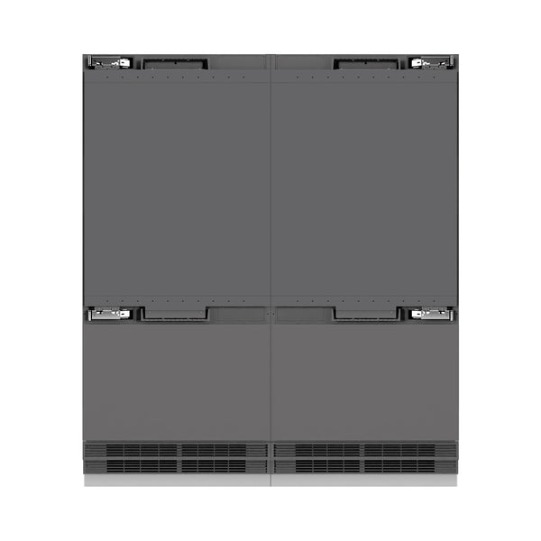 ZLINE Autograph Edition 72 in. 39.6 cu. ft. Panel Ready French Door Built-In Bottom Freezer Refrigerator with Water Dispensers and Ice Makers with Graphite Gray Interior and Matte Black Accents (GRBITZ-72-MB)