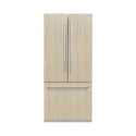 ZLINE 36 in. 19.6 cu. ft. Panel Ready French Door Built-In Bottom Freezer Refrigerator with Water Dispenser and Ice Maker with Graphite Gray Interior (GRBIV-36)