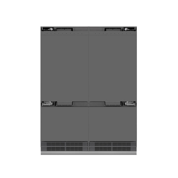 ZLINE Autograph Edition 60 in. 32.2 cu. ft. Panel Ready French Door Built-In Bottom Freezer Refrigerator with Water Dispenser and Ice Maker with Graphite Gray Interior and Polished Gold Accents (GRBIVZ-60-G)