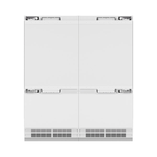 ZLINE Autograph Edition 72 in. 39.6 cu. ft. Panel Ready French Door Built-In Bottom Freezer Refrigerator with Water Dispensers and Ice Makers and Matte Black Accents (RBITZ-72-MB)