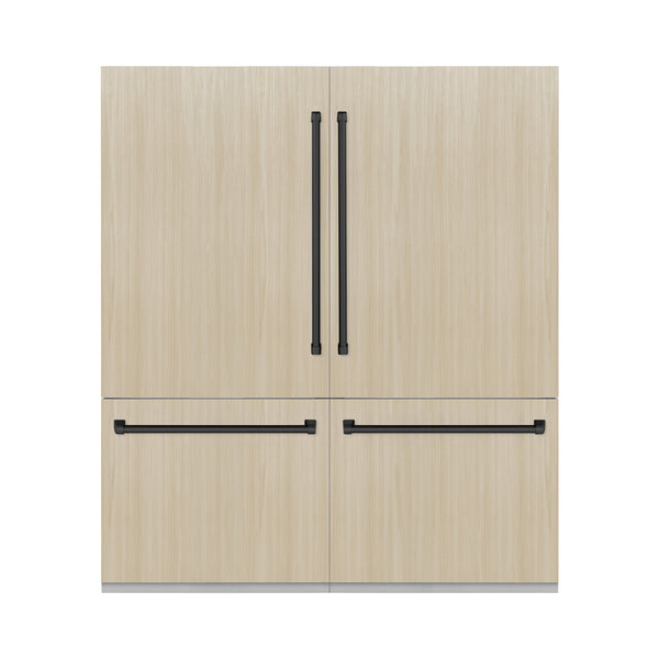ZLINE Autograph Edition 72 in. 39.6 cu. ft. Panel Ready French Door Built-In Bottom Freezer Refrigerator with Water Dispensers and Ice Makers and Matte Black Accents (RBITZ-72-MB)
