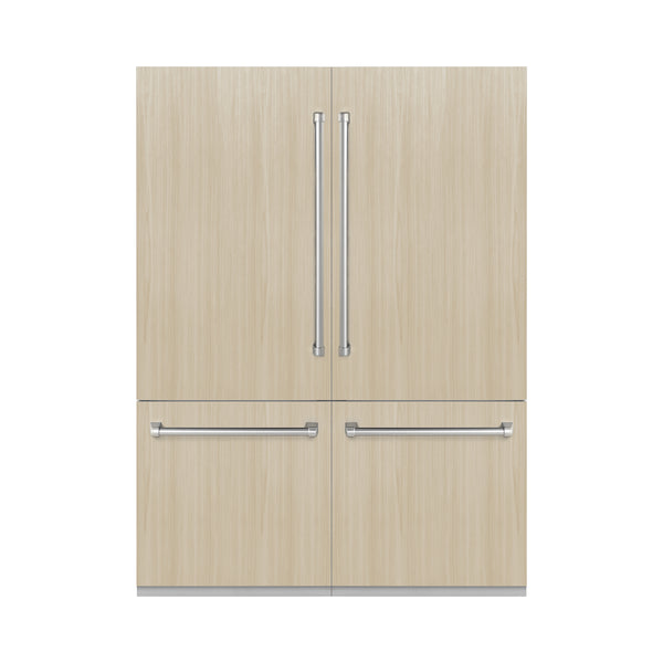 ZLINE 60 in. 32.2 cu. ft. Panel Ready French Door Built-In Bottom Freezer Refrigerator with Water Dispensers and Ice Makers (RBIV-60)