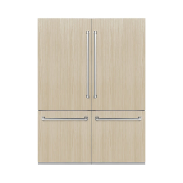 ZLINE 60 in. 32.2 cu. ft. Panel Ready French Door Built-In Bottom Freezer Refrigerator with Water Dispensers and Ice Makers (RBIV-60)