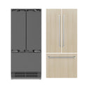 ZLINE 36 in. 19.6 cu. ft. Panel Ready French Door Built-In Bottom Freezer Refrigerator with Water Dispenser and Ice Maker with Stainless Steel Interior (SRBIV-36)