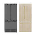 ZLINE Autograph Edition 36 in. 19.6 cu. ft. Panel Ready French Door Built-In Bottom Freezer Refrigerator with Water Dispenser and Ice Maker with Stainless Steel Interior and Champagne Bronze Accents (SRBIVZ-36-CB)