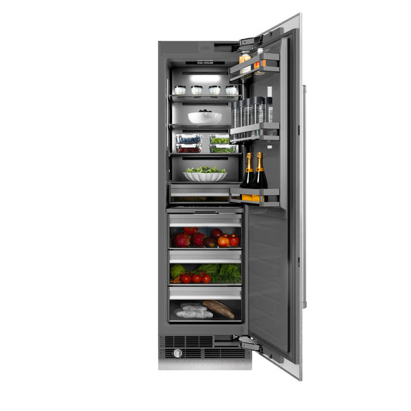 ZLINE 24 in. 12.5 cu. ft. Column Refrigerator in Satin Stainless Steel with Graphite Gray Interior (RCRV-SN-24)