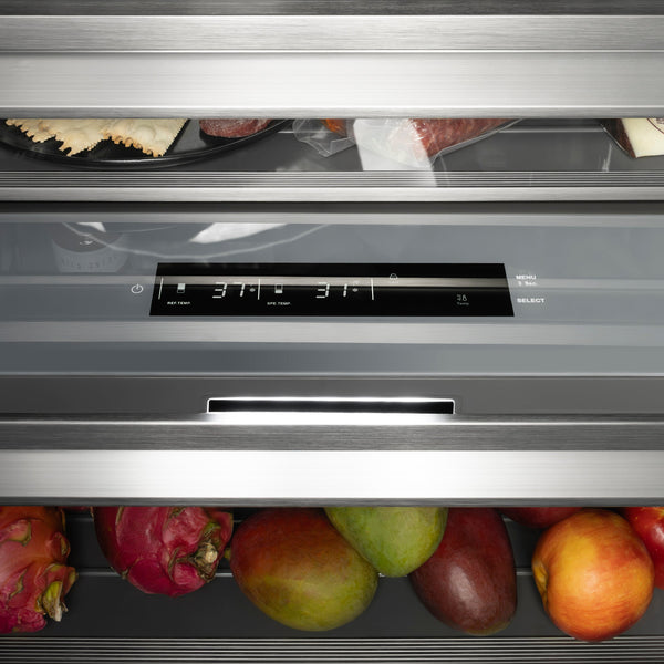 ZLINE Autograph Edition 24 in. 12.5 cu. ft. Column Refrigerator in Satin Stainless Steel with Graphite Gray Interior and Champagne Bronze Accents (RCRVZ-SN-24-CB)