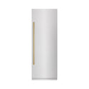 ZLINE Autograph Edition 30 in. 16.7 cu. ft. Column Refrigerator in Satin Stainless Steel with Graphite Gray Interior and Polished Gold Accents (RCRVZ-SN-30-G)