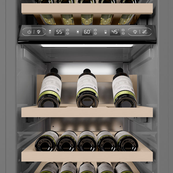 ZLINE 18 in. 9.0 cu. ft. Triple Zone 68 Bottle Left Hinge Column Wine Cooler in Satin Stainless Steel (RCWVL-SN-18)
