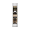 ZLINE Autograph Edition 18 in. 9.0 cu. ft. Triple Zone 68 Bottle Left Hinge Column Wine Cooler in Satin Stainless Steel with Polished Gold Accents (RCWVLZ-SN-18-G)