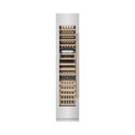 ZLINE Autograph Edition 18 in. 9.0 cu. ft. Triple Zone 68 Bottle Left Hinge Column Wine Cooler in Satin Stainless Steel with Polished Gold Accents (RCWVLZ-SN-18-G)