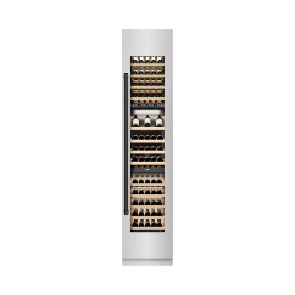 ZLINE Autograph Edition 18 in. 9.0 cu. ft. Triple Zone 68 Bottle Right Hinge Column Wine Cooler in Satin Stainless Steel with Matte Black Accents (RCWVRZ-SN-18-MB)