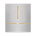 ZLINE Autograph Edition 72 in. 39.6 cu. ft. French Door Built-In Bottom Freezer Refrigerator with Water Dispensers and Ice Makers in Satin Stainless Steel with Graphite Gray Interior and Champagne Bronze Accents (GRBITZ-SN-72-CB)
