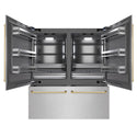 ZLINE Autograph Edition 72 in. 39.6 cu. ft. French Door Built-In Bottom Freezer Refrigerator with Water Dispensers and Ice Makers in Satin Stainless Steel with graphite Gray Interior and Polished Gold Accents (GRBITZ-SN-72-G)
