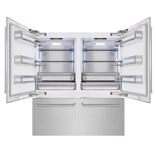 ZLINE 72 in. 39.6 cu. ft. French Door Built-In Bottom Freezer Refrigerator with Water Dispensers and Ice Makers in Satin Stainless Steel (RBIT-SN-72)