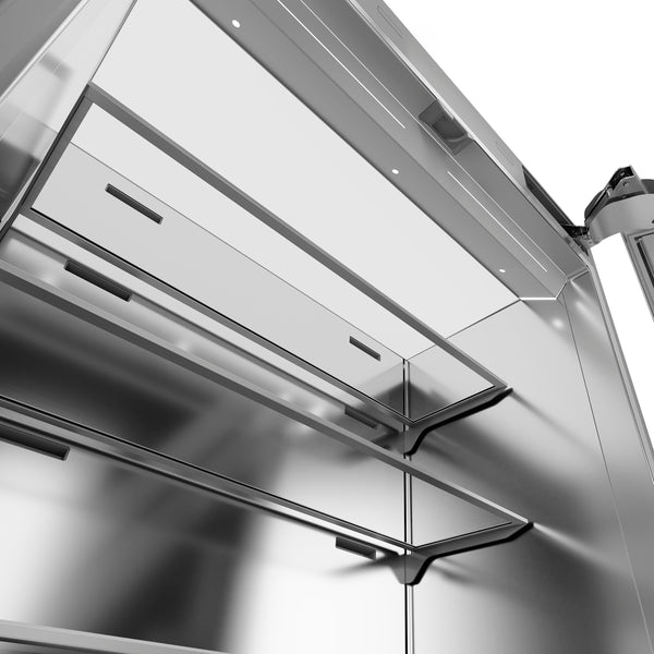 ZLINE Autograph Edition 36 in. 19.6 cu. ft. French Door Built-In Bottom Freezer Refrigerator with Water Dispenser and Ice Maker in Satin Stainless Steel with Stainless Steel Interior and Champagne Bronze Accents (SRBIVZ-SN-36-CB)