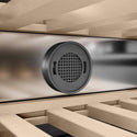ZLINE 24 in. 12.4 cu. ft. Triple Zone 100 Bottle Column Wine Cooler in Stainless Steel (RCWV-304-24) close-up detail, carbon filter.