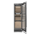ZLINE 24 in. 12.4 cu. ft. Triple Zone 100 Bottle Column Wine Cooler in Stainless Steel (RCWV-304-24) front, open.