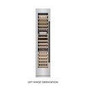 ZLINE Autograph Edition 18 in. 9.0 cu. ft. Triple Zone 68 Bottle Left Hinge Column Wine Cooler in Stainless Steel with Matte Black Accents (RCWVLZ-30418-MB) front, closed.