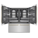 ZLINE Autograph Edition 72 in. 39.6 cu. ft. French Door Built-In Bottom Freezer Refrigerator with Water Dispensers and Ice Makers in Stainless Steel with Graphite Gray Interior and Champagne Bronze Helix Handles (GRBITZ-30472KCB)